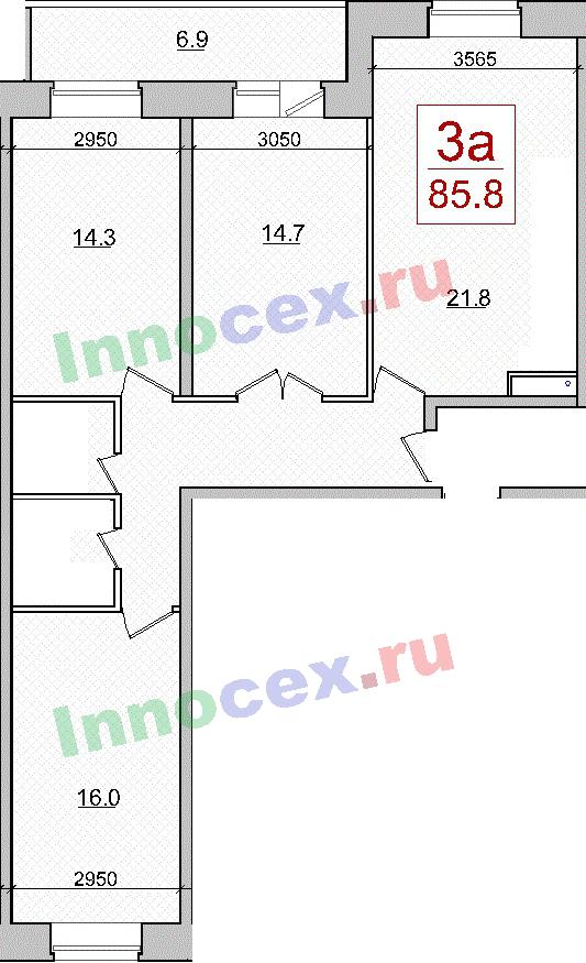 Планировка 3-х комнатной квартиры в Пушкино
